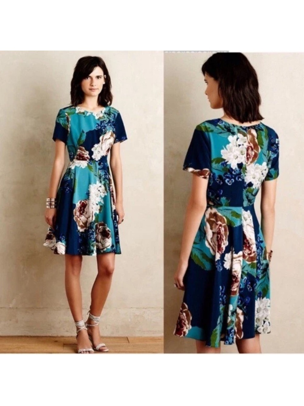 Anthropologie Floral Fit-and-Flare Dress